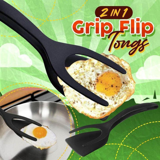 🍳✨ BLITZANGEBOT 55 %! 2-in-1-Küchenzange mit Spatel – Aufsätze aus lebensmittelechtem Silikon, antihaftbeschichtet, hitzebeständig, langer, bequemer Griff ✨