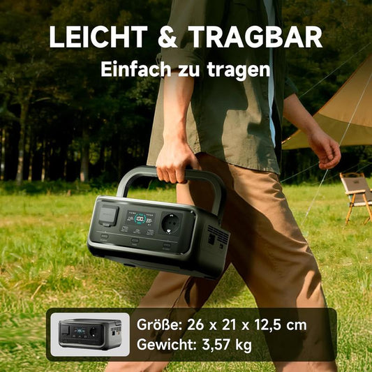 🔥 Heute -50 %! 🔋 Tragbare Powerstation 256Wh – 300W Leistung, LiFePO4-Akku & ideal für Camping