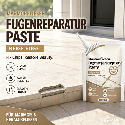 Reparaturpaste für Fugen von beigen Marmorfliesen