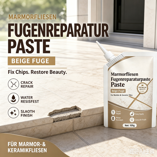 Reparaturpaste für Fugen von beigen Marmorfliesen