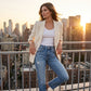Modische Slim-Fit-Jeans im Used-Look für Damen