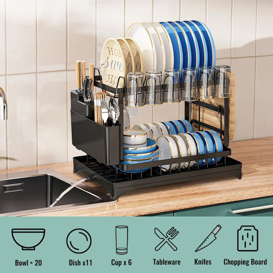 🍽️💧 50% RABATT – LETZTE CHANCE! 2-in-1 Geschirr-Abtropfregal mit Ablaufschale – Maximale Fläche, minimaler Platz, schnell trocken ⚡⏰