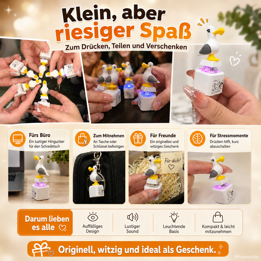 😂 Leuchtender Möwen-Schlüsselanhänger mit Sound – Drücken & Lachen, Anti-Stress-Spaß für Tasche, Schlüssel & Geschenk 🎁✨