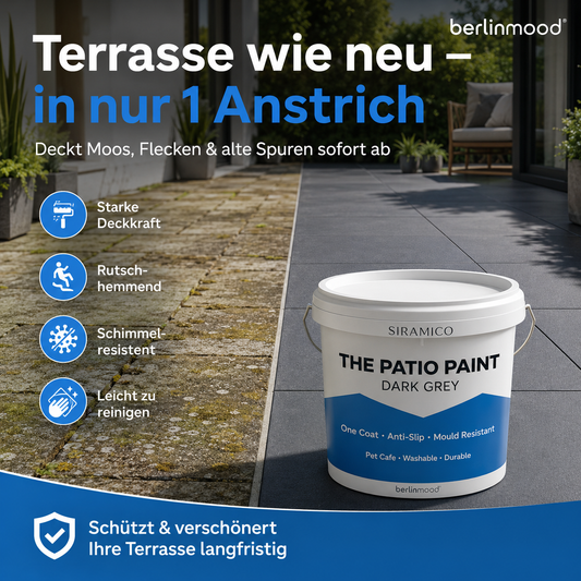 The Patio Paint Dunkelgrau | Rutschfeste Terrassenfarbe für Beton und Stein, die mit nur einem Anstrich auskommt | Schimmelresistent, haustierfreundlich und witterungsbeständig