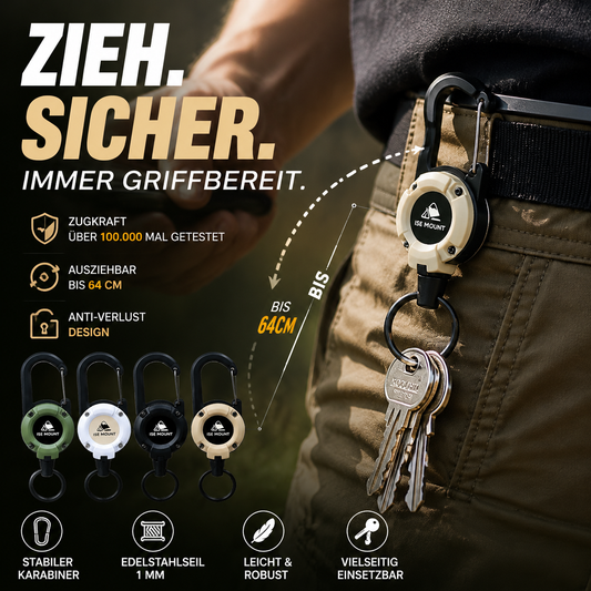 3-in-1 Multifunktions-Schlüsselanhänger mit Karabiner und ausziehbarem Jojo
