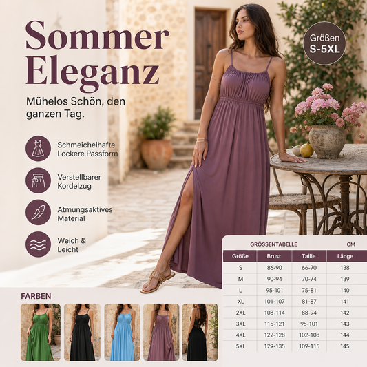 🔥 -50% Heute 👗 Damenkleid mit Spaghettiträgern & Kordelzug