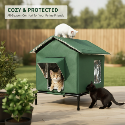 🐱🔥 Wasserdichtes Klappbares Katzenhaus – Erhöht, winddicht & wetterfest-Gcom