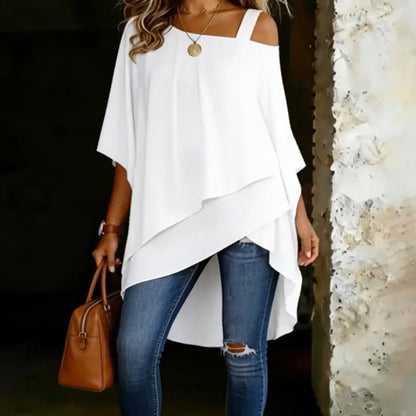 Damenbluse mit asymmetrischem Schnitt, lässig und locker geschnitten