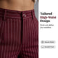 Women's High-Waisted Striped Wide-Leg Pants