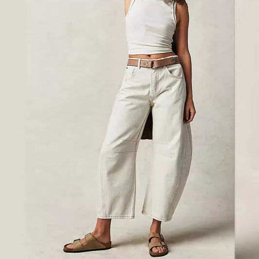 Retro-Jeans für Damen mit mittlerer Leibhöhe, geschwungener Passform und weitem Bein
