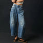 Retro-Jeans für Damen mit mittlerer Leibhöhe, geschwungener Passform und weitem Bein