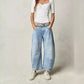 Retro-Jeans für Damen mit mittlerer Leibhöhe, geschwungener Passform und weitem Bein