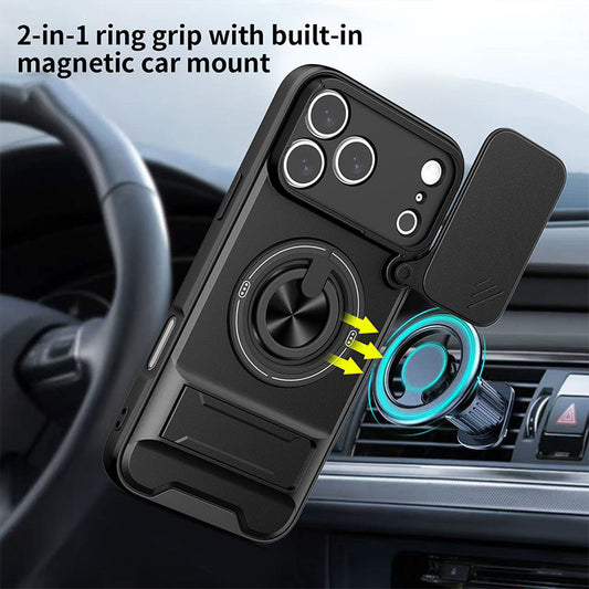 ⏳Zeitlich begrenztes Sonderangebot⏰4-in-1-Schutzhülle – Schiebeverschluss, Ringhalter, Magnet, 5 Farben 🔧