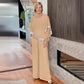 Elegantes 2-teiliges Set für Damen - Oberteil mit Pailletten und Hose mit weiten Beinen