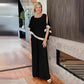 Elegantes 2-teiliges Set für Damen - Oberteil mit Pailletten und Hose mit weiten Beinen