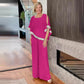 Elegantes 2-teiliges Set für Damen - Oberteil mit Pailletten und Hose mit weiten Beinen