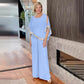 Elegantes 2-teiliges Set für Damen - Oberteil mit Pailletten und Hose mit weiten Beinen