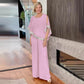 Elegantes 2-teiliges Set für Damen - Oberteil mit Pailletten und Hose mit weiten Beinen