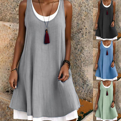 🔥 Heute -50 %! 👗 Damen-Tanktop-Kleid in Layering-Optik