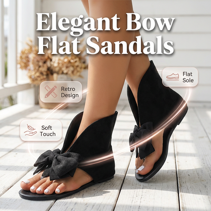 Retro-Sandalen mit geteilter Zehenpartie und großer Schleife