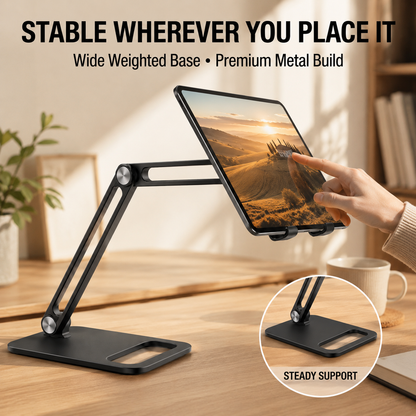 Klappbarer Tablet- und Handyhalter aus Aluminium für den Schreibtisch