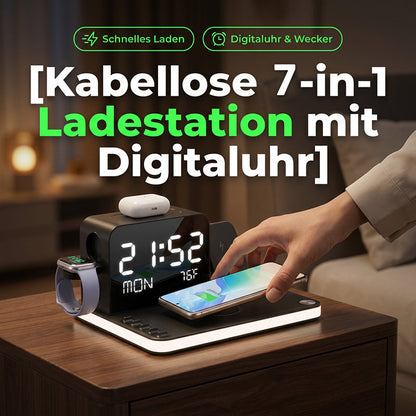 Kabellose Ladestation mit Digitaluhr
