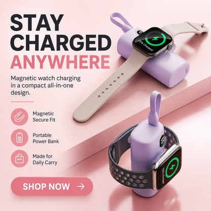 5000-mAh-Mini-Powerbank mit kabelloser Magnetladung