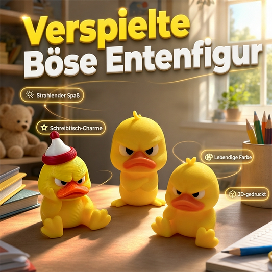 3D-gedruckter wütender gelber Ente-Schreibtischspielzeug