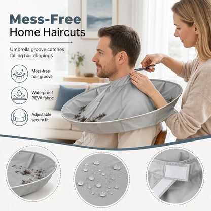 ✂️Atmungsaktiver Haarschneidecape – Integrierte Rille für saubere Schnitte, wasserdichte Oberfläche & antistatisches Gewebe für stressfreie Haarschnitte zu Hause ✨💇