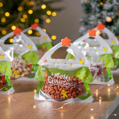 25 Stück Snackbeutel in Weihnachtsbaumform mit Henkel