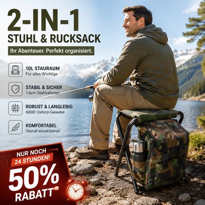 Tragbarer Klappstuhl-Rucksack, 2-in-1-Campinghocker für den Außenbereich