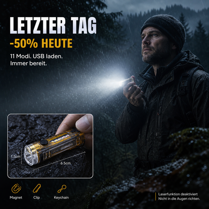 Multifunktionale wiederaufladbare Mini-Schlüsselanhänger-Taschenlampe